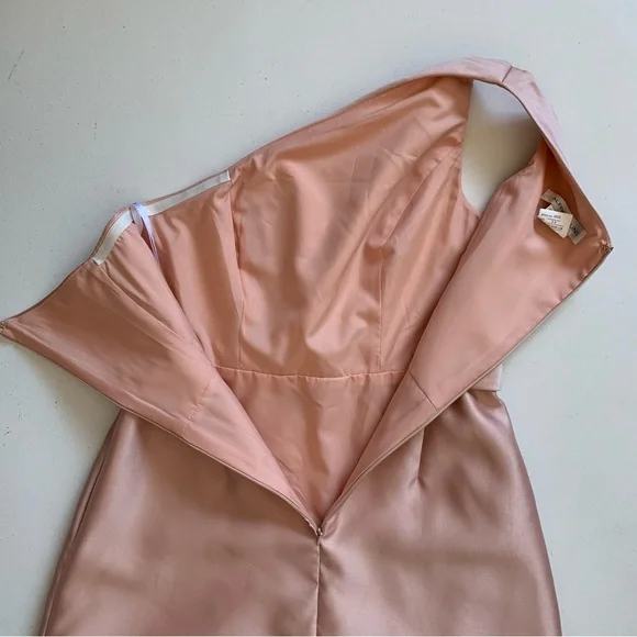 Alfred Sung Toasted Sugar One Shoulder Satin Maxi Dress Size 8 NWT FLAWS - Picture 8 of 17